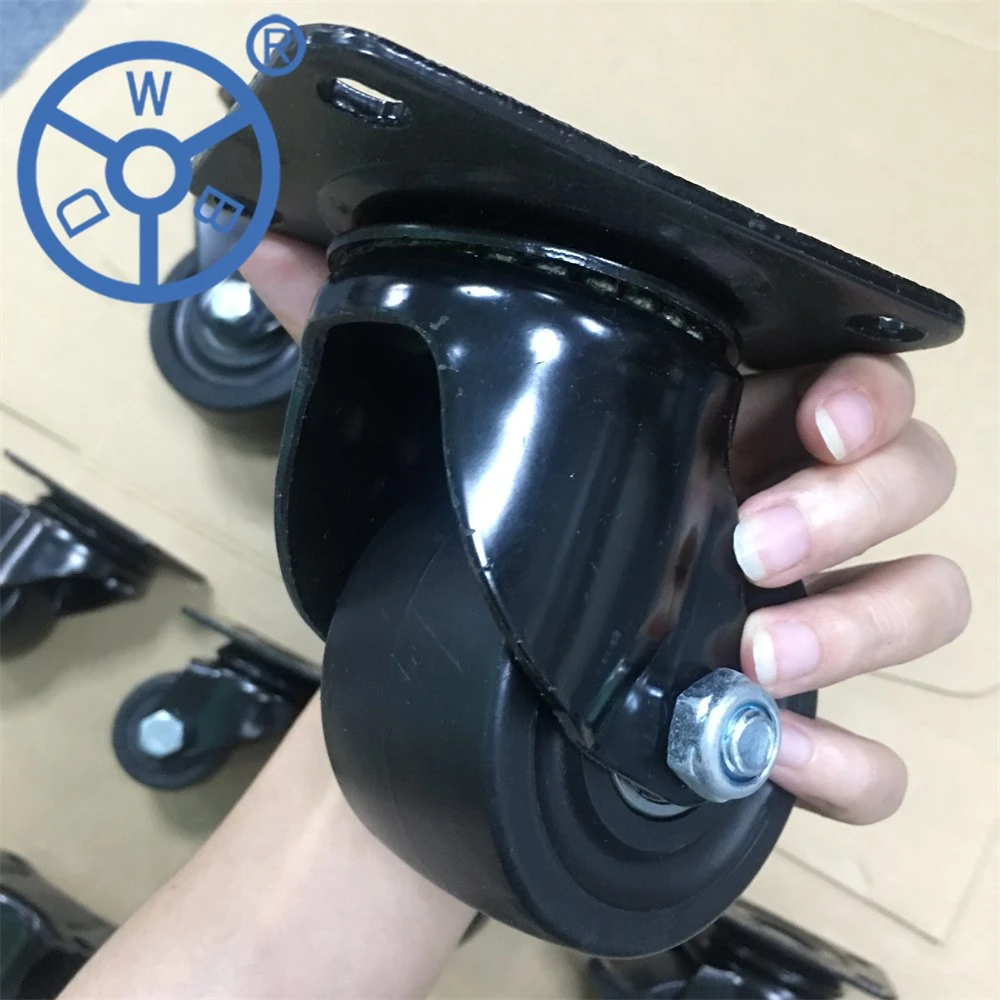 Low Profile Caster Wheel High Load Capacity Casters 40/50/65/75mm Nylon/PP Caster Wheels Black Caster with Double Brake