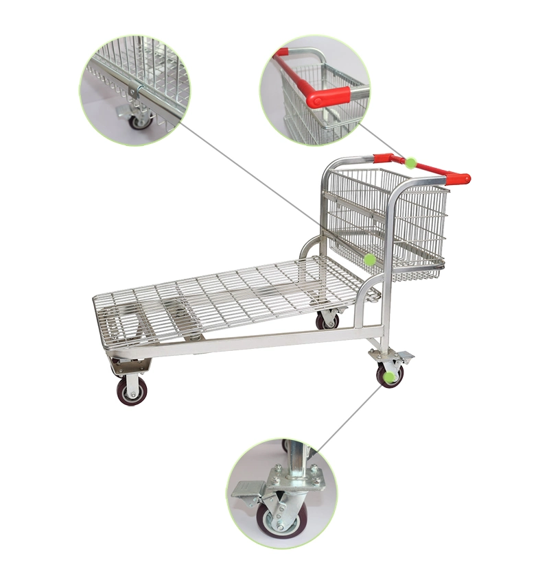 Five Wheels Heavy Duty Warehouse Hand Flatbed Trolley