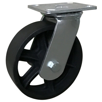 Wanda Wheel supplier Industrial 4" Cast Iron Swivel Caster Wheel with Double Brake for Medical Facility /Foklift