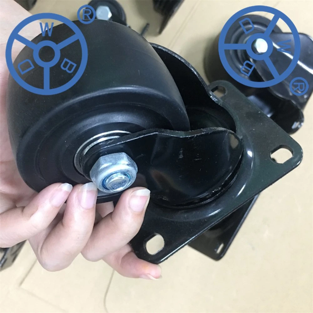 Low Profile Caster Wheel High Load Capacity Casters 40/50/65/75mm Nylon/PP Caster Wheels Black Caster with Double Brake