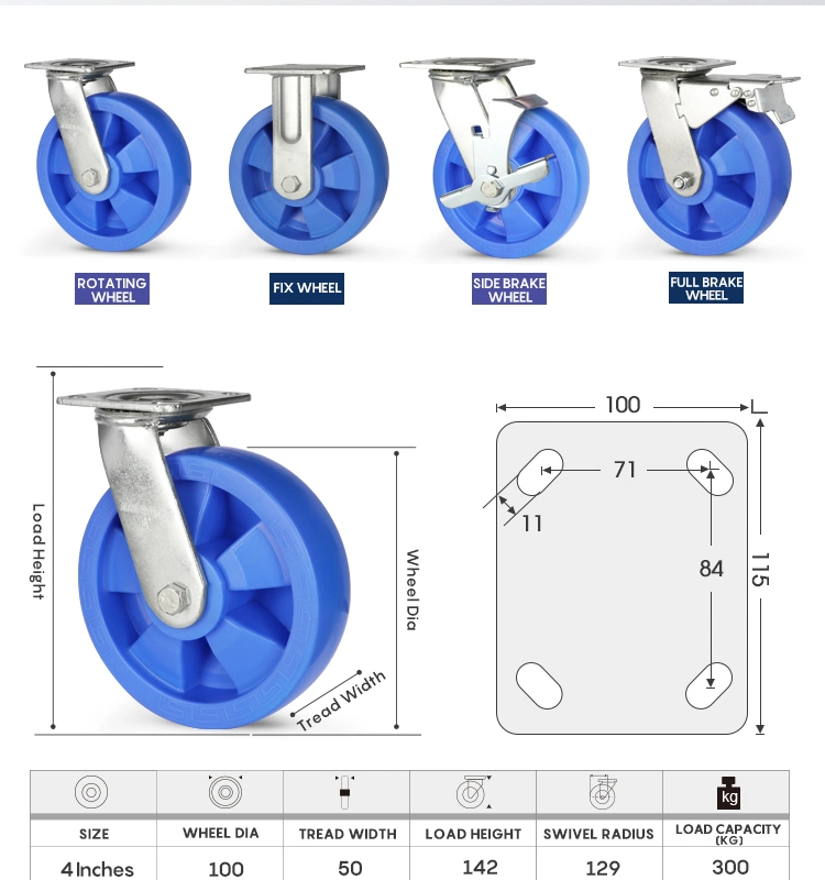 6" Wholesale Wheel PP PU Heavy Duty Industrial Swivel Caster Wheels