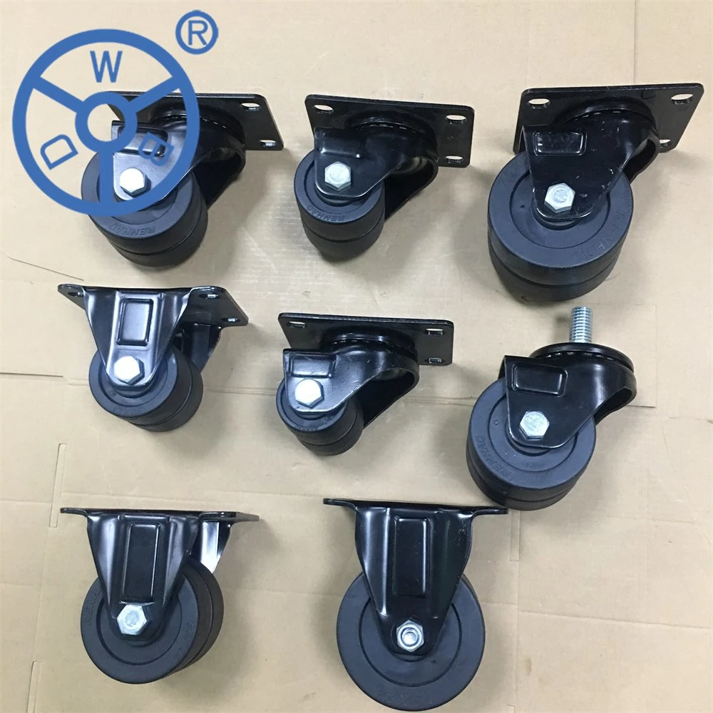 Threaded Stem Caster Wheels Low Profile Caster Wheel Twin Wheel Nylon/PP Wheels 40/50/65/75mm High Load Capacity Casters