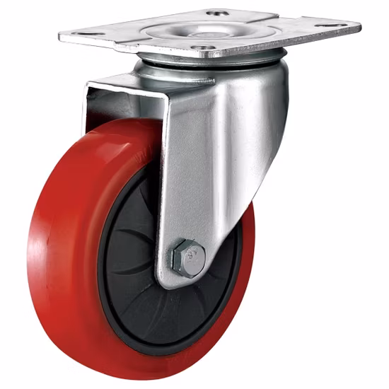 Fábrica de China Venta al por mayor PP Core Red PU Tire Light Rueda para servicio mediano