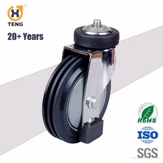 Supermercado Rueda giratoria de 5 pulgadas con vástago de rosca para escaleras mecánicas Carrito de la compra Rueda giratoria