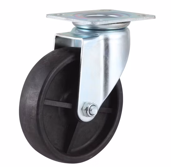 Rueda giratoria de nailon para trabajo medio ligero tipo europeo (blanca)