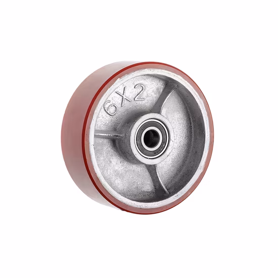 100 125 150 200 mm Ruedus Swivel Red PU Iron Core Heavy Duty Caster con freno