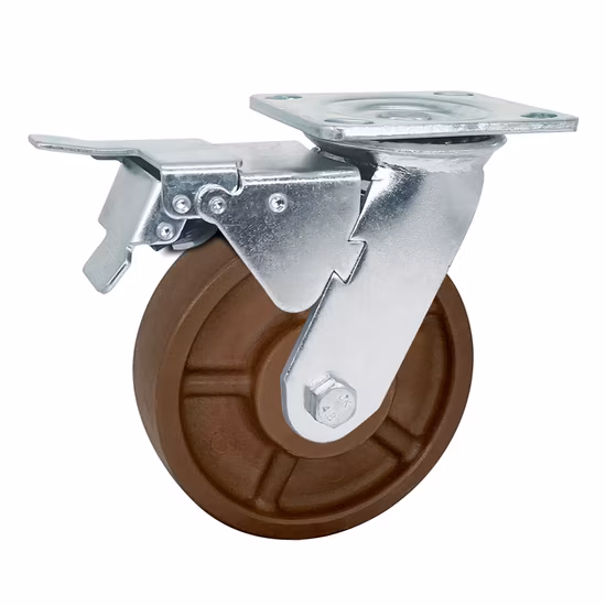 Ruedas giratorias de placa superior de fábrica Wbd Freno doble Heavy Duty Ruedas y ruedas de alta temperatura Rueda fenólica con cojinete liso